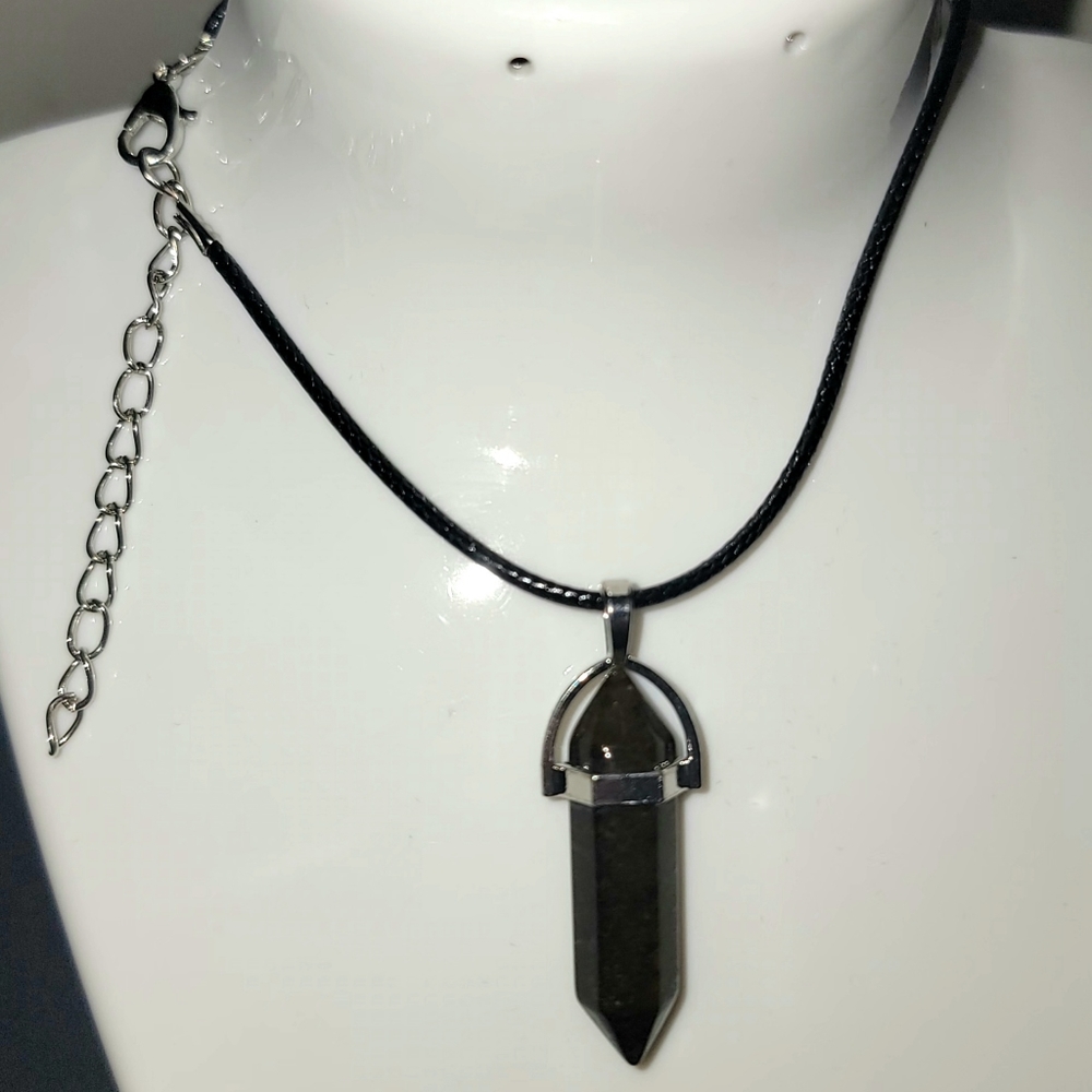 Black obsidian chakra necklace